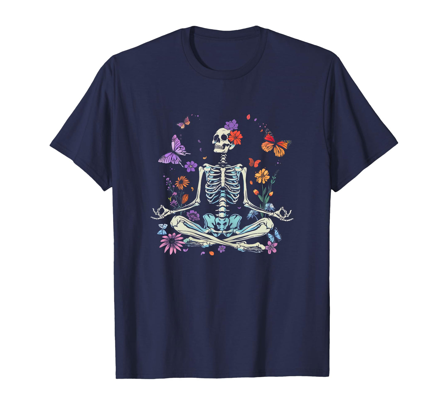 Women Yoga Skeleton Halloween Funny Meditating Skeleton Mama T-Shirt