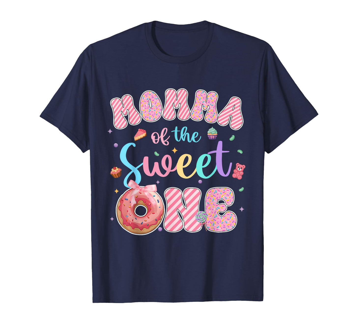 Momma of The Sweet One Donut First Birthday Matching T-Shirt
