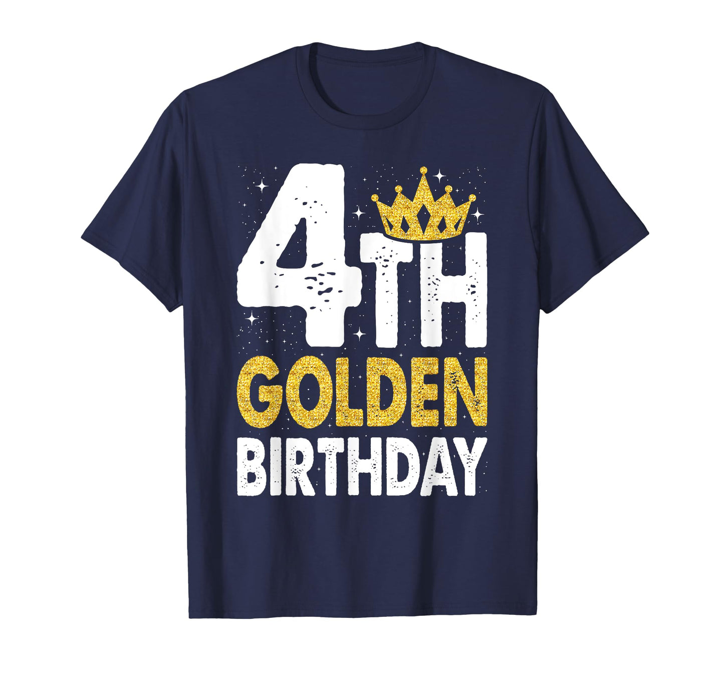 Kids 4th Golden Birthday Year Age Crown T-Shirt