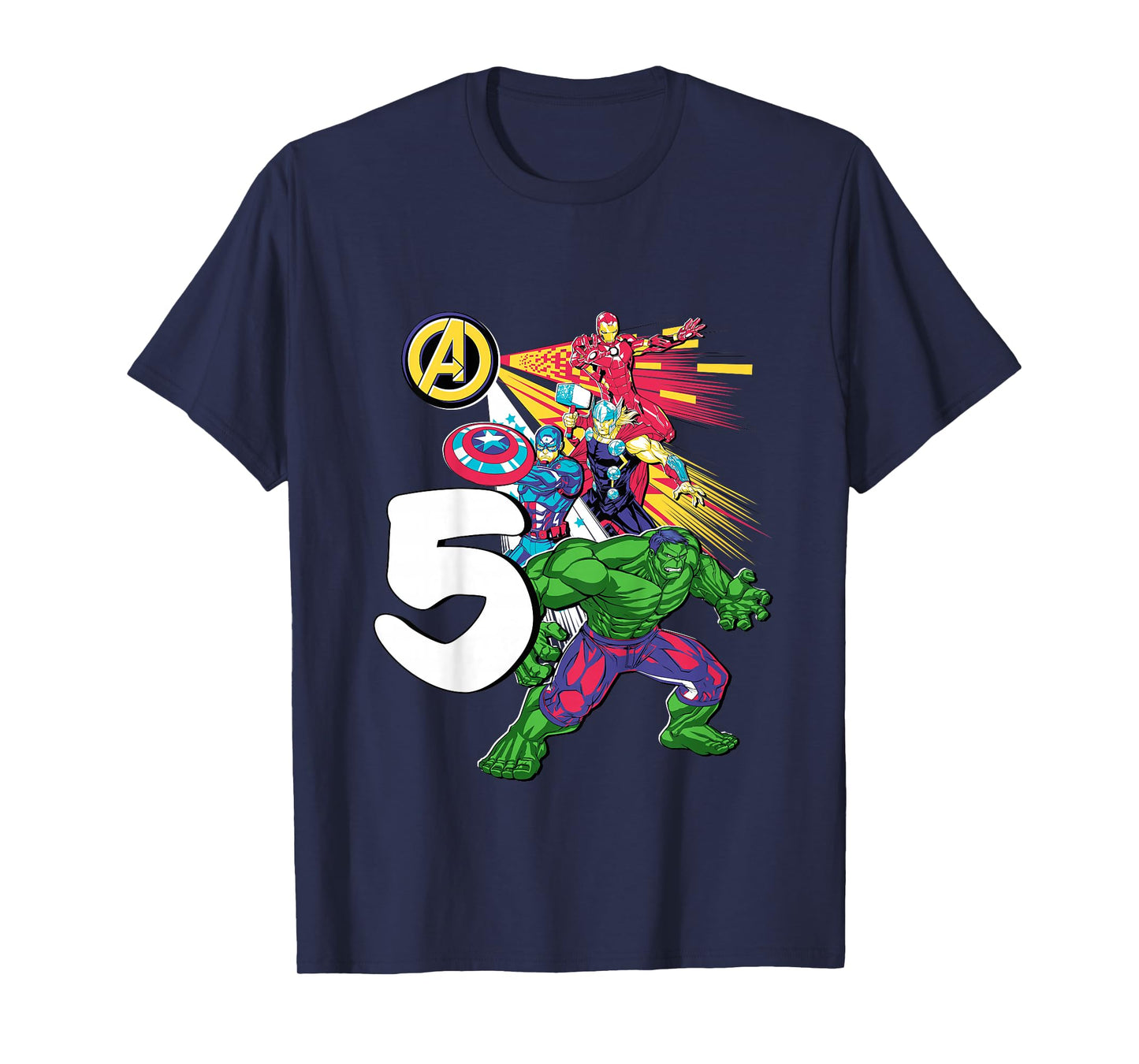 Marvel Super Heroes Avengers 5 Year Old Fifth Birthday T-Shirt