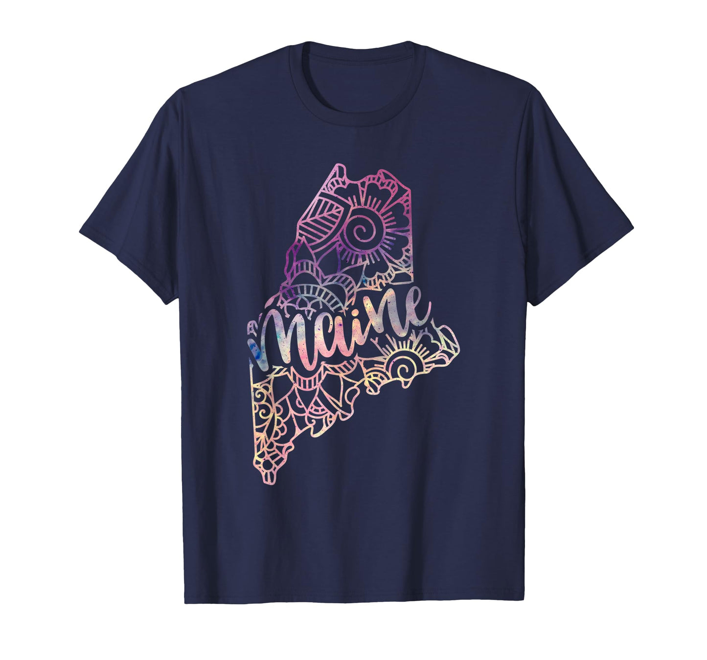Maine Mandala Flowers Hippy Boho Ornate Yoga Men Women T-Shirt
