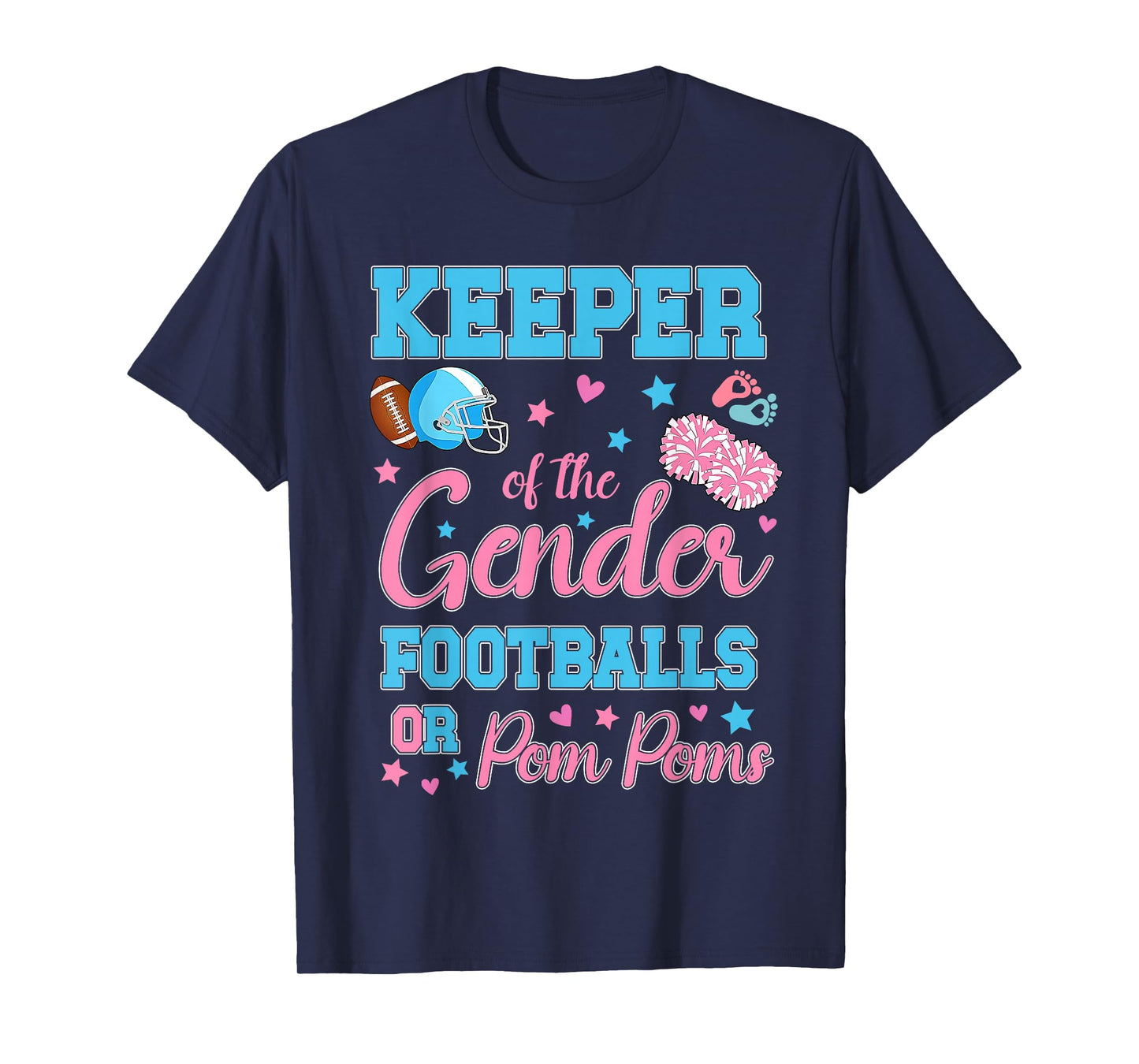 Football or Pom Poms Cute Keeper of Gender Baby Reveal Party T-Shirt