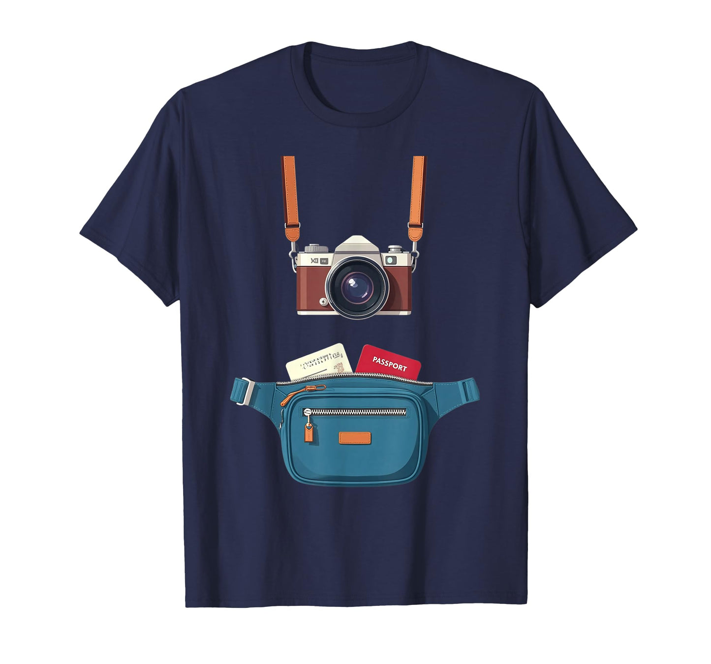 Tourist Spirit Day Camera Passport Map And Camera Tourism T-Shirt