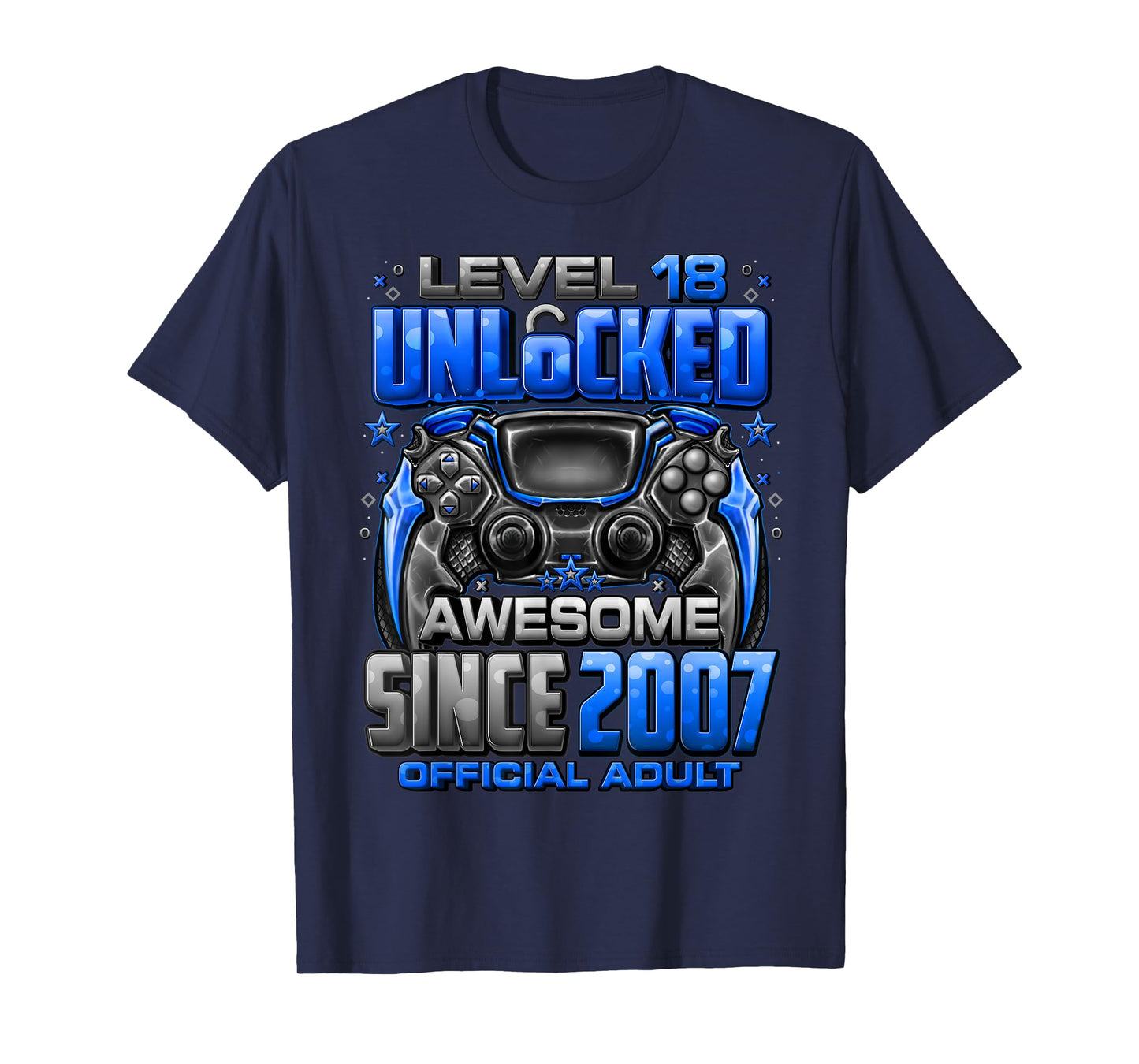 Level 18 Unlocked Awesome Since 2007 18th Birthday Gaming T-Shirt