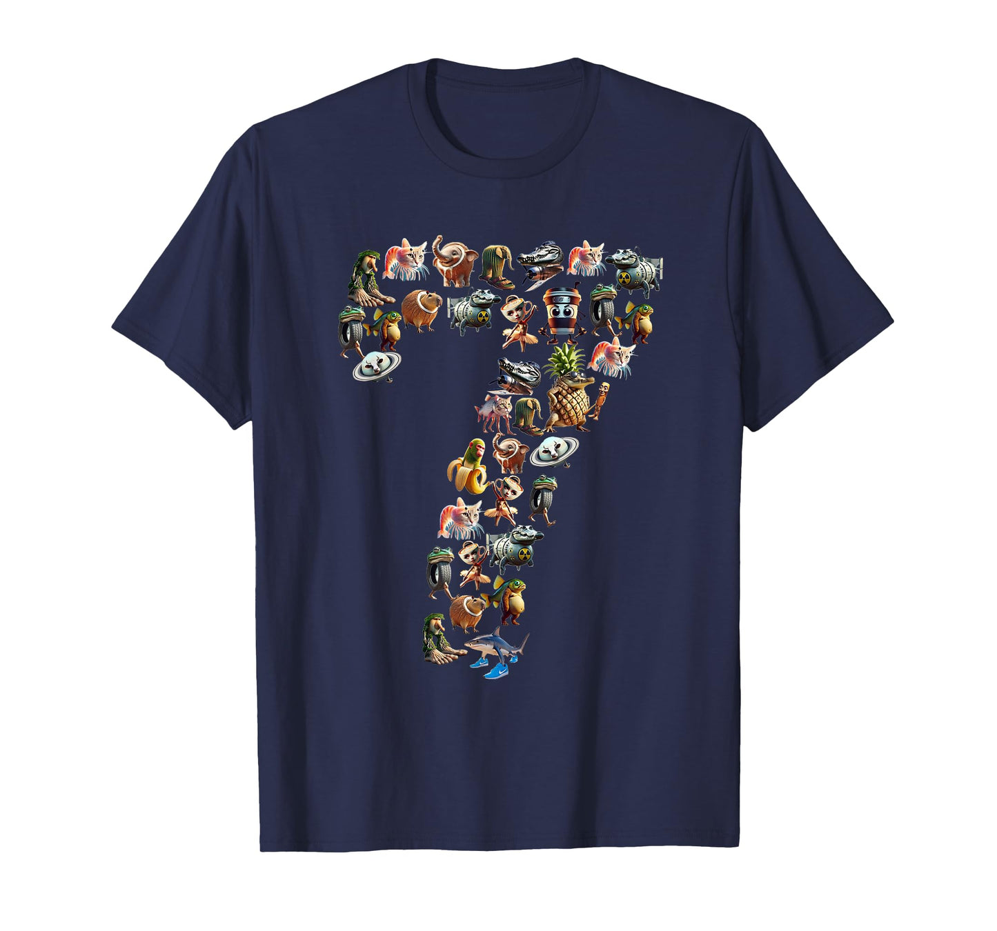 Happy 7th Birthday Boy Italian Brainrot Meme Party Funny T-Shirt