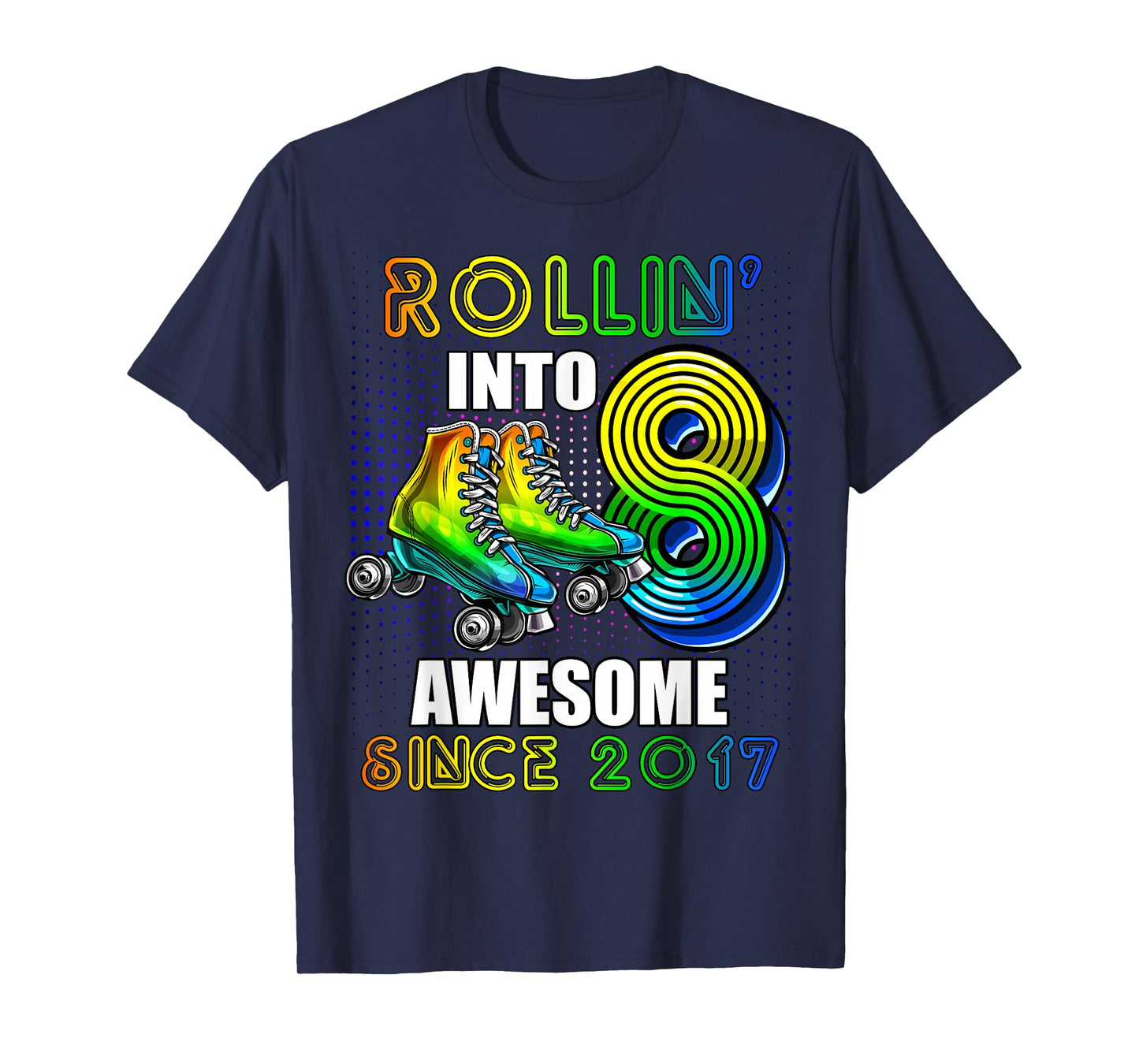 Birthday Roller Skating 8th Girls Rollin into 8 Skate Party T-Shirt