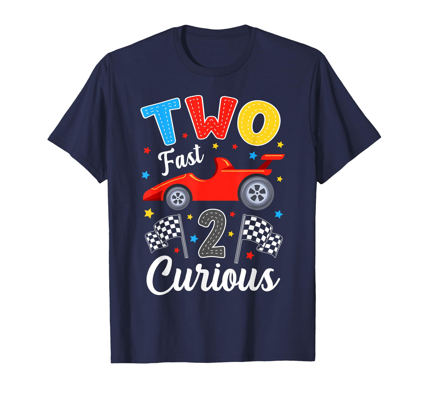 Two Fast 2 Curious Racing 2nd Birthday Boy Girl T-Shirt