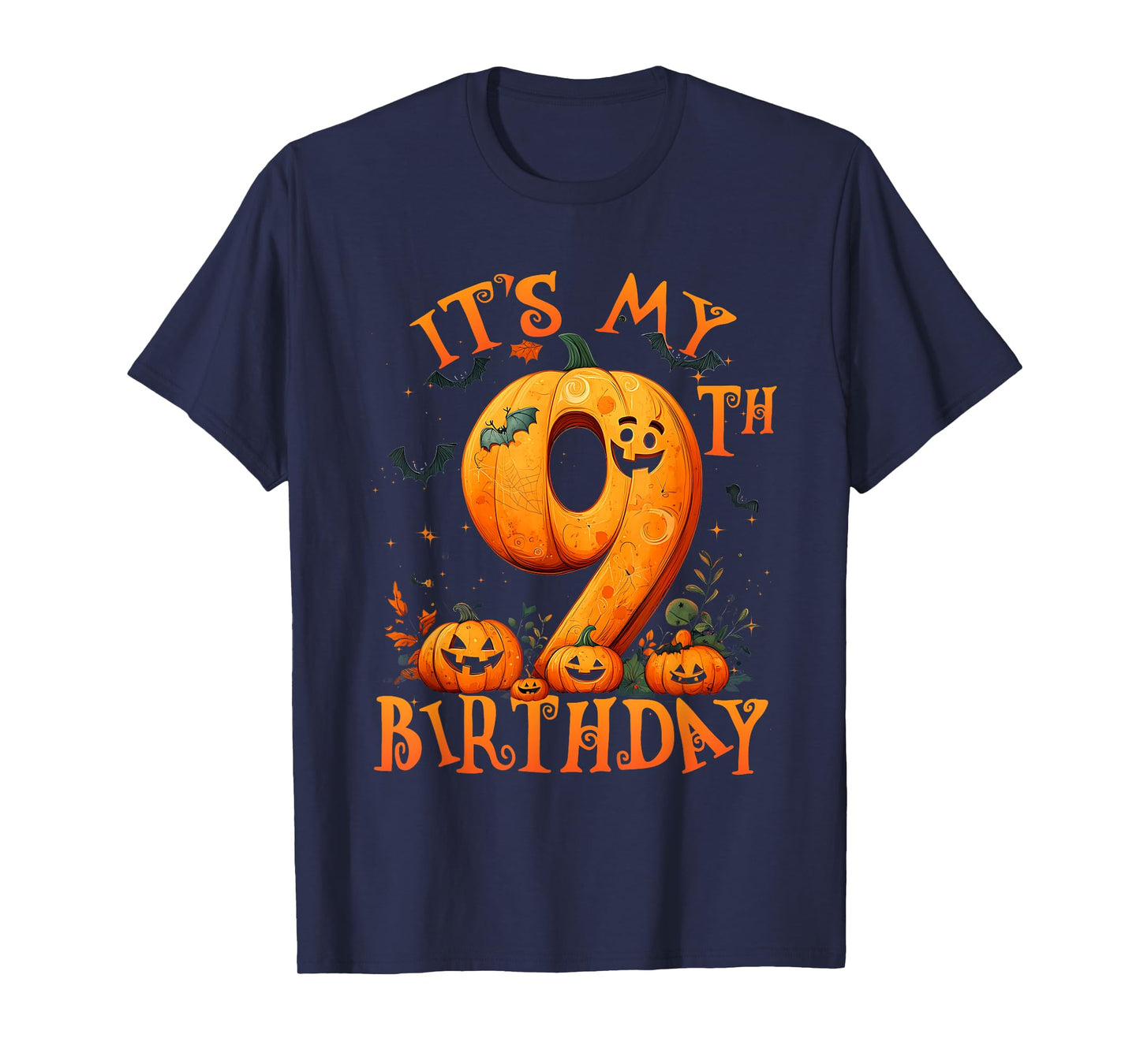 Boo It's My 9th Birthday Halloween Pumpkin 9 Years Old T-Shirt