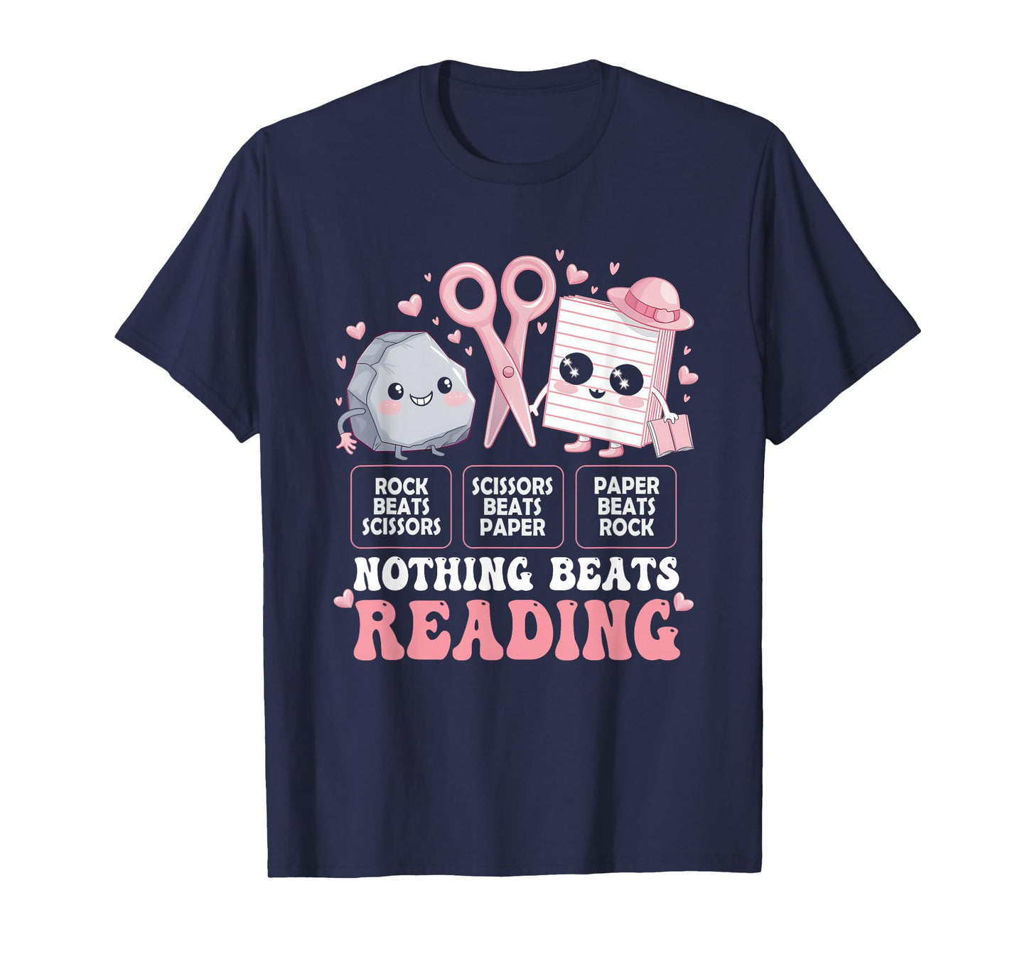 Nothing Beats Reading Book Librarian Rock Paper Scissors T-Shirt