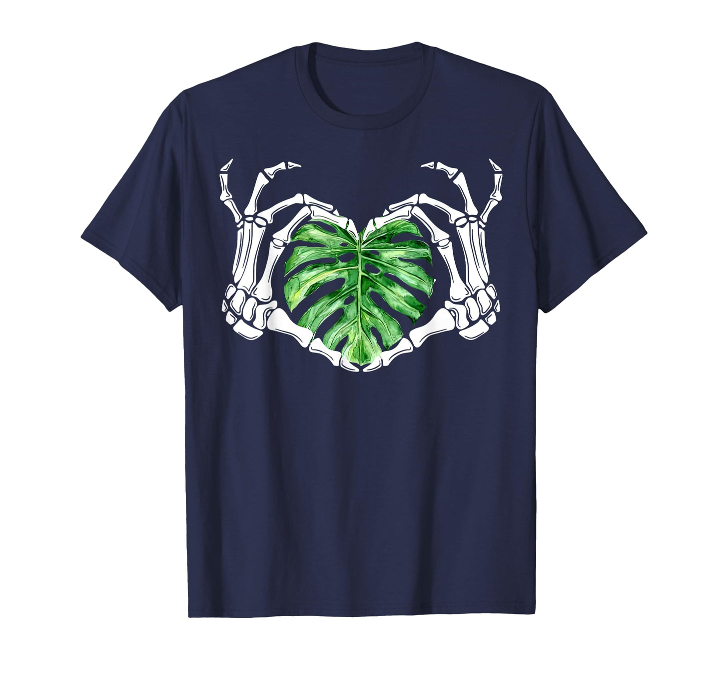 Skeleton Hands Heart Monstera Houseplant Botanical Gardening T-Shirt
