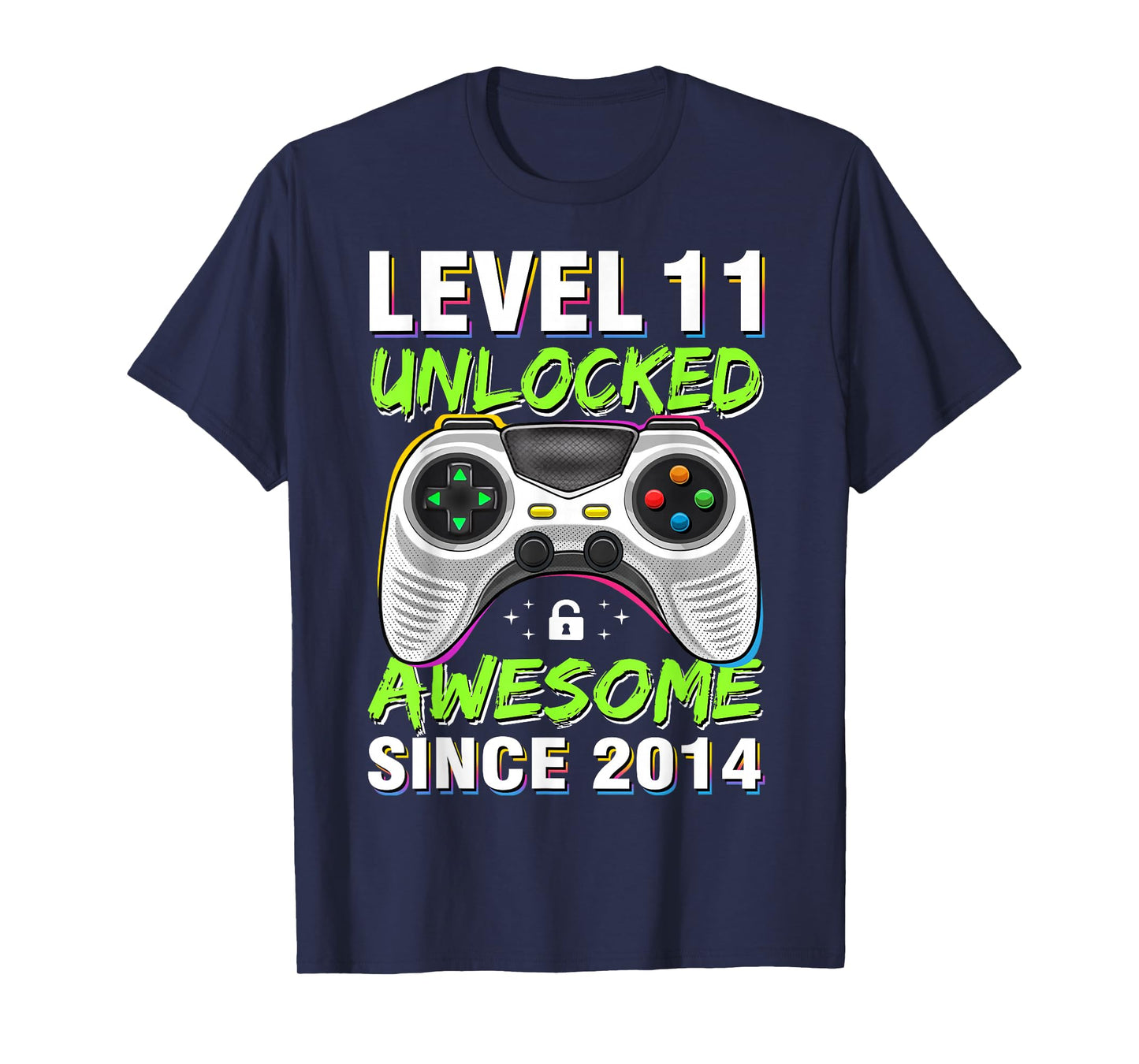 Level 11 Unlocked Awesome Since 2014 11th Birthday Gaming T-Shirt