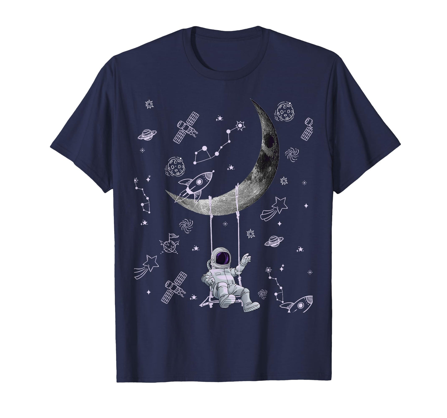 Funny Astronaut Purple Moon Swing NASA Space Science Teacher T-Shirt