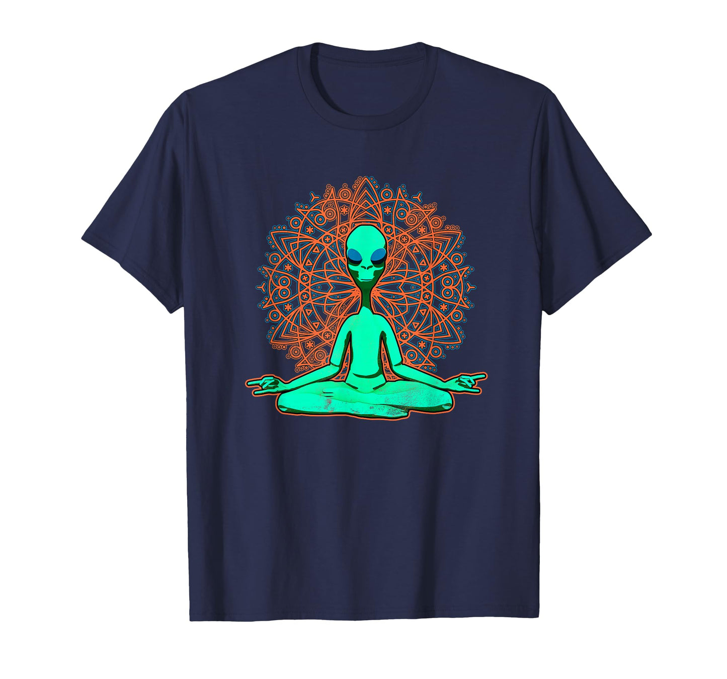 Green Alien Shirt UFO Mandala Meditation Zen T-Shirt