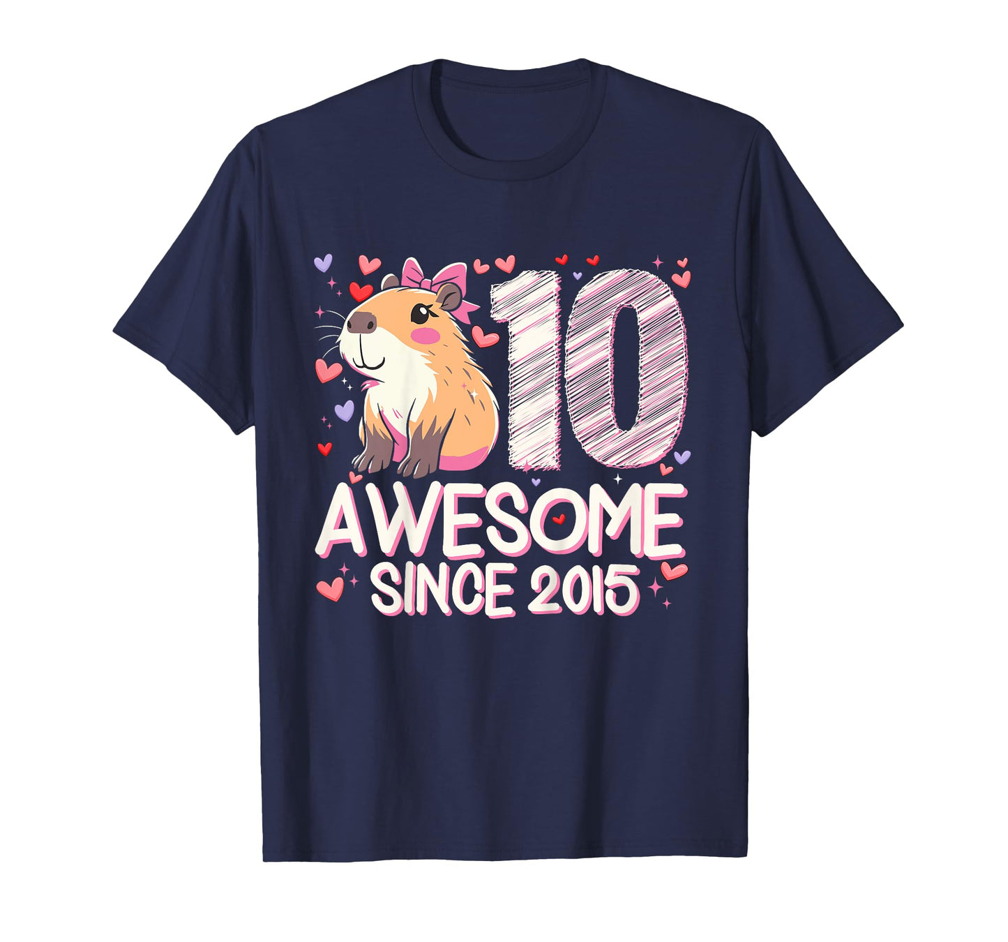 Kids 10 Years Old Capybara Gifts For Girls 10th Birthday Party T-Shirt