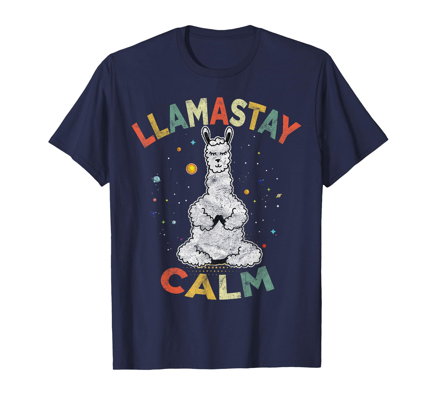 Cute Yoga Llama Stay Calm Alpaca Retro Vintage TShirts Tee