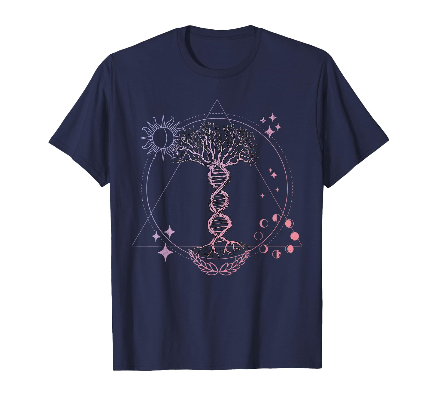 Triangle Phases Moon and Tree Life DNA - Esoteric Geometry T-Shirt