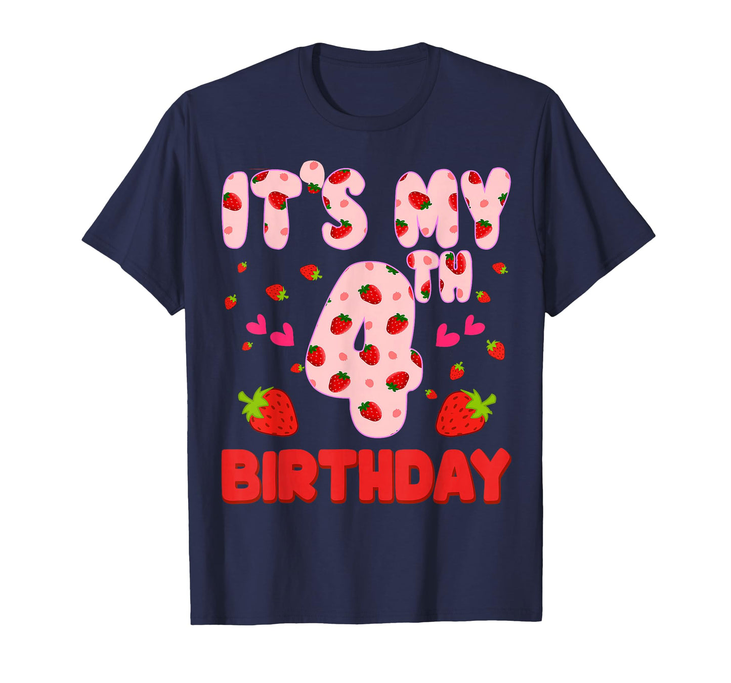 Kids 4 year old Strawberry Birthday Girl Sweet Fruit 4th T-Shirt