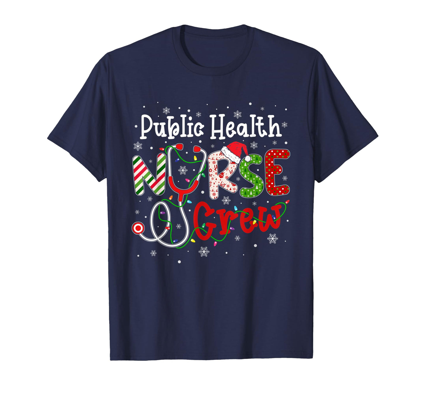 Public Health Christmas Nurse Crew Nursing Christmas Pattern T-Shirt