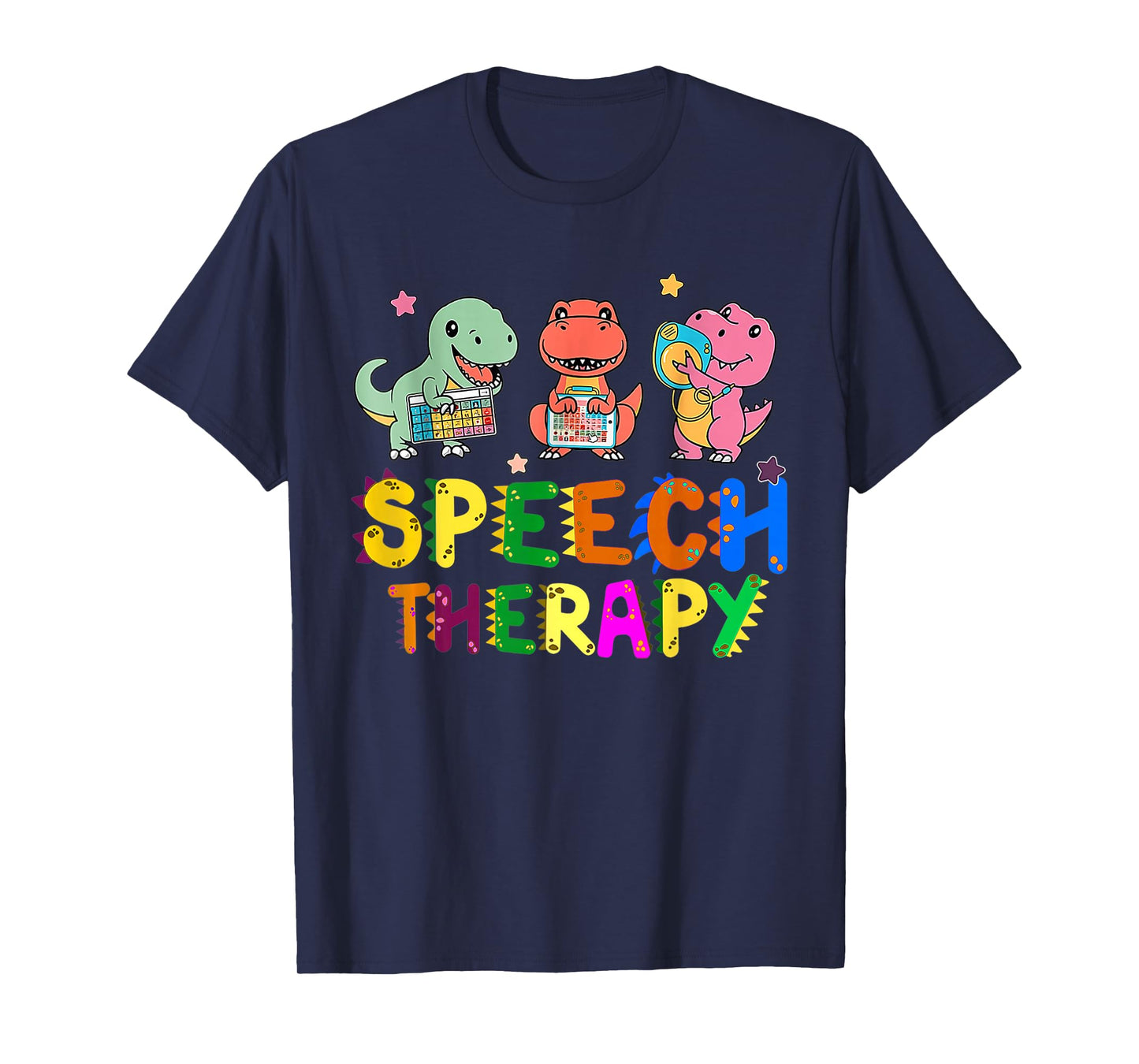 Speech Therapy Cute Dinosaur Tee Gifts Unisex-Adult T-Shirt Black Small Short Sleeve Cartoon Cute Dinosaur-Theme T-Shirts