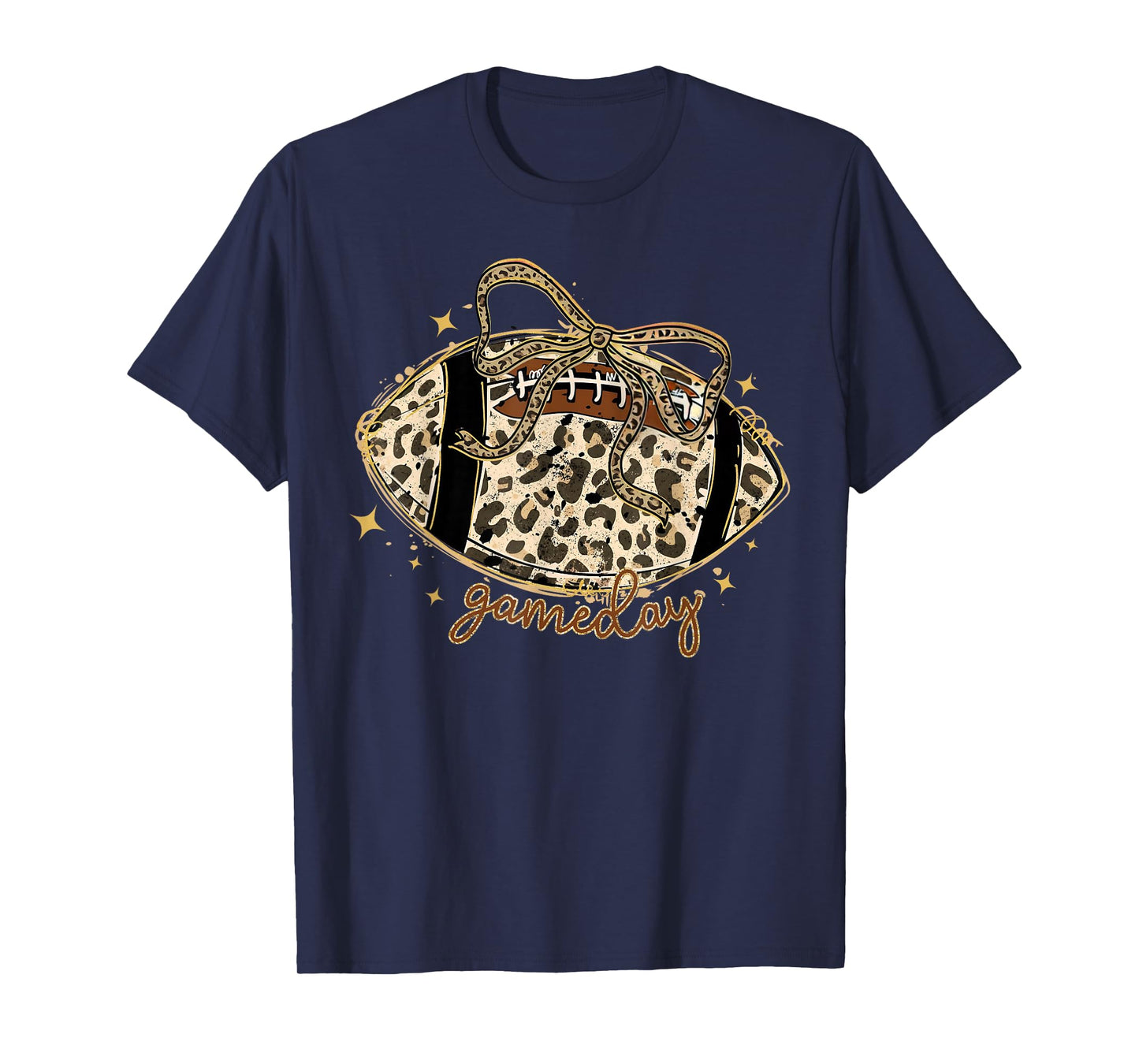 Touchdown Coquette Bow Leopard American Football Game Day T-Shirt