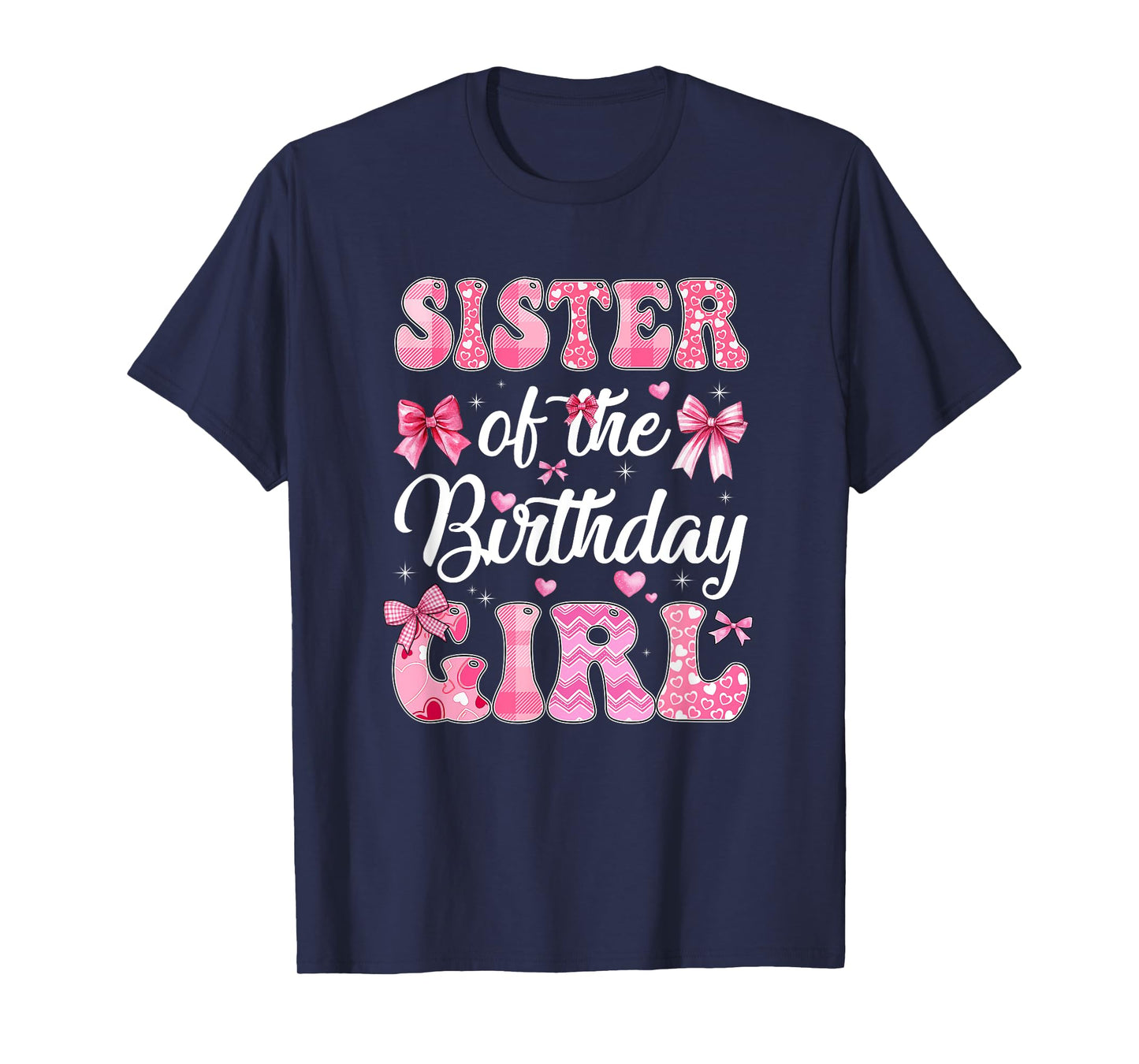 Sister Of The Birthday Girl Family Pink Coquette Bow T-Shirt