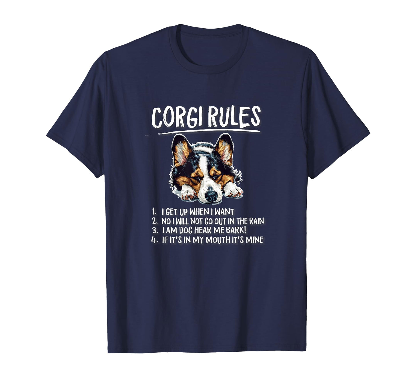 Funny Rules Napping Black Pembroke Tricolor Corgi Lover T-Shirt