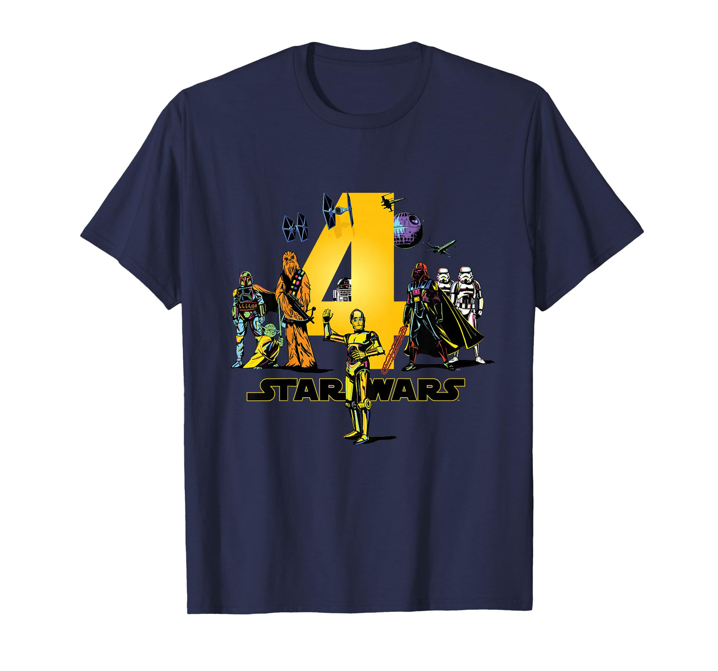 Star Wars Classic Characters Fourth Birthday 4 Years Old T-Shirt