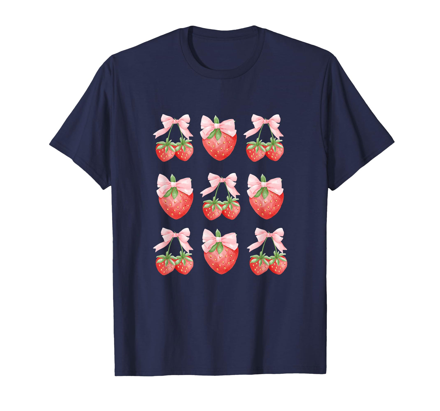 Cute Pink Bow Coquette Strawberry Clean Girl Aesthetic T-Shirt
