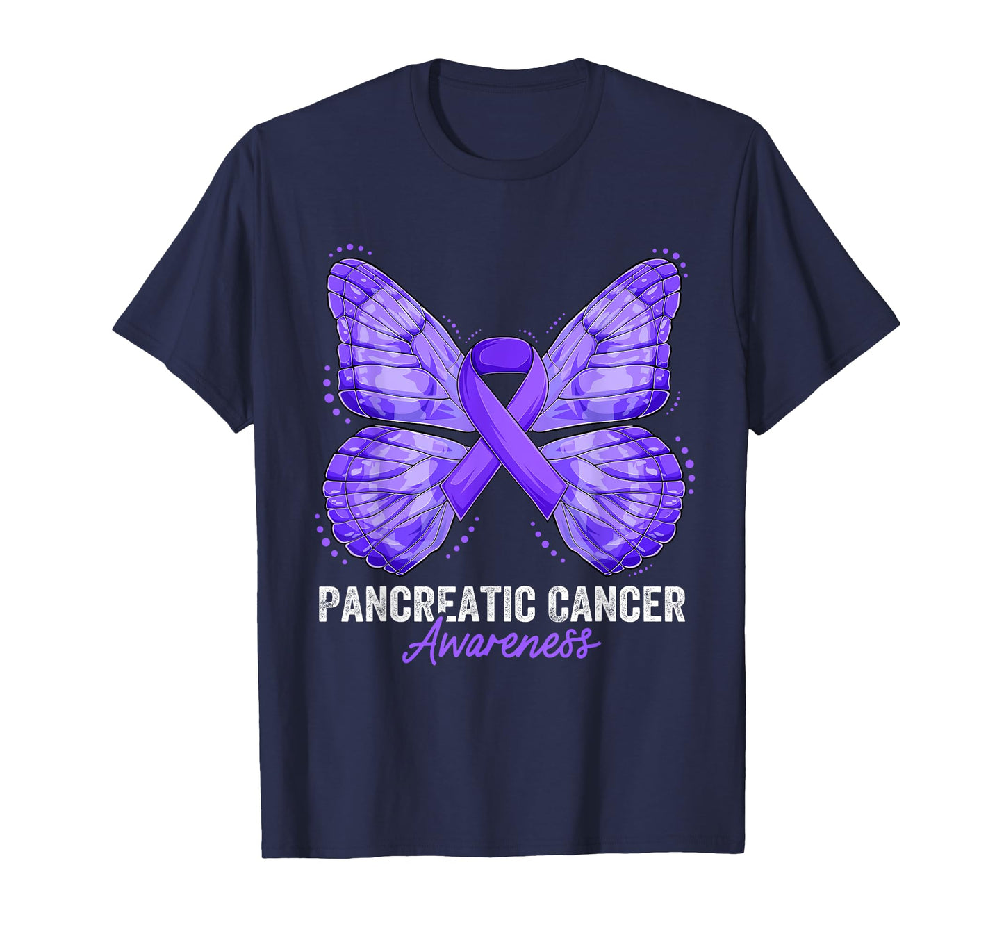 Pancreatic Cancer Awareness Month Butterfly Purple Ribbon T-Shirt