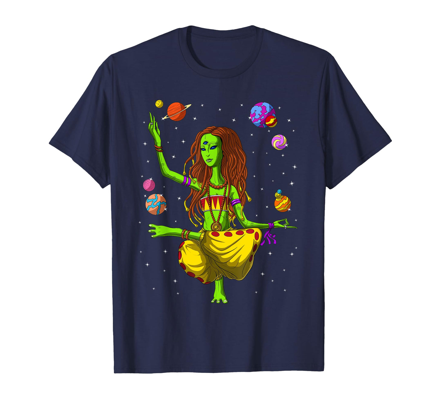 Hippie Alien Yoga Zen Meditation Psychedelic Spiritual Women T-Shirt