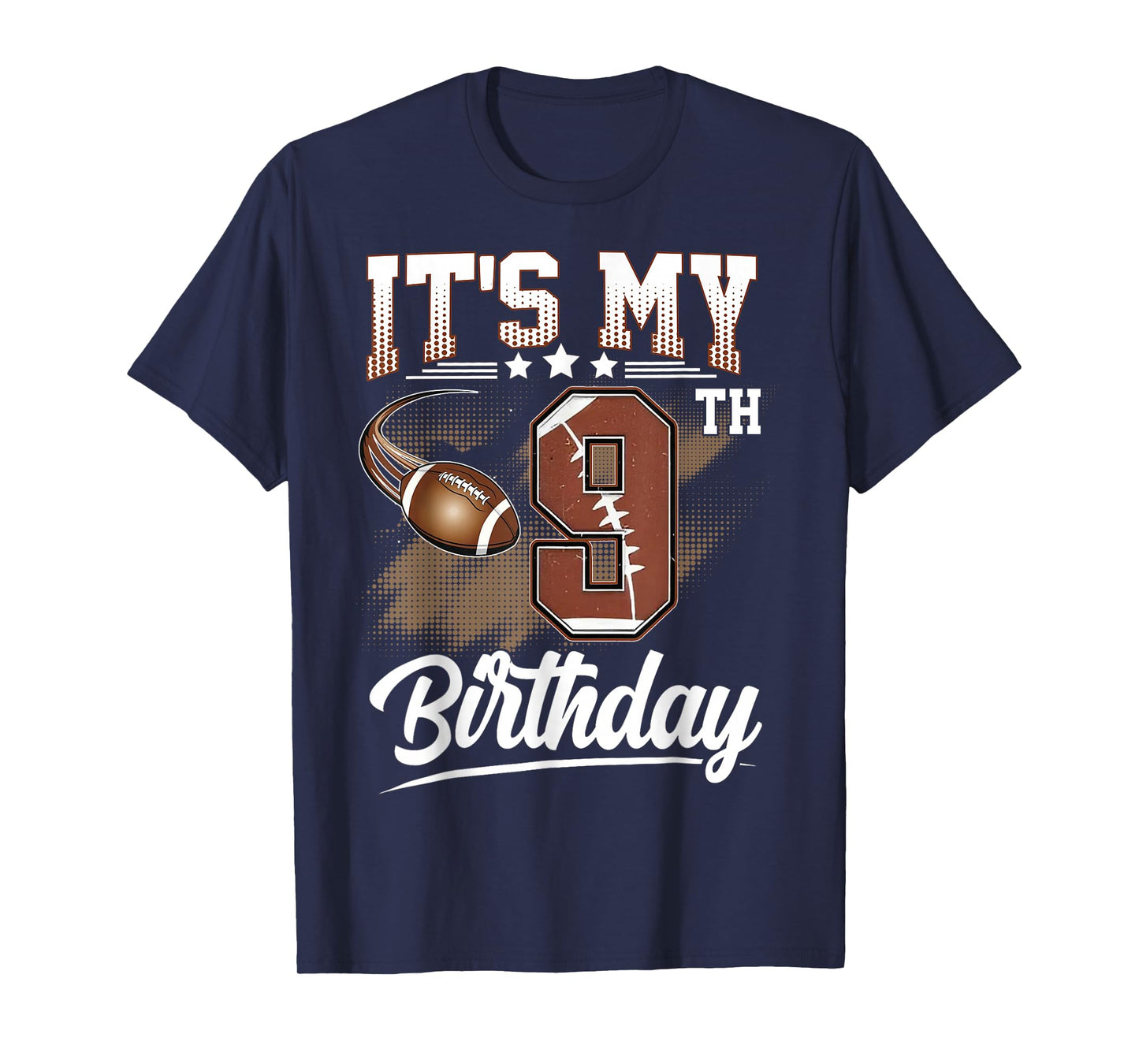 Kids 9 Year Old It's My 9th Birthday Football Themed Party T-Shirt
