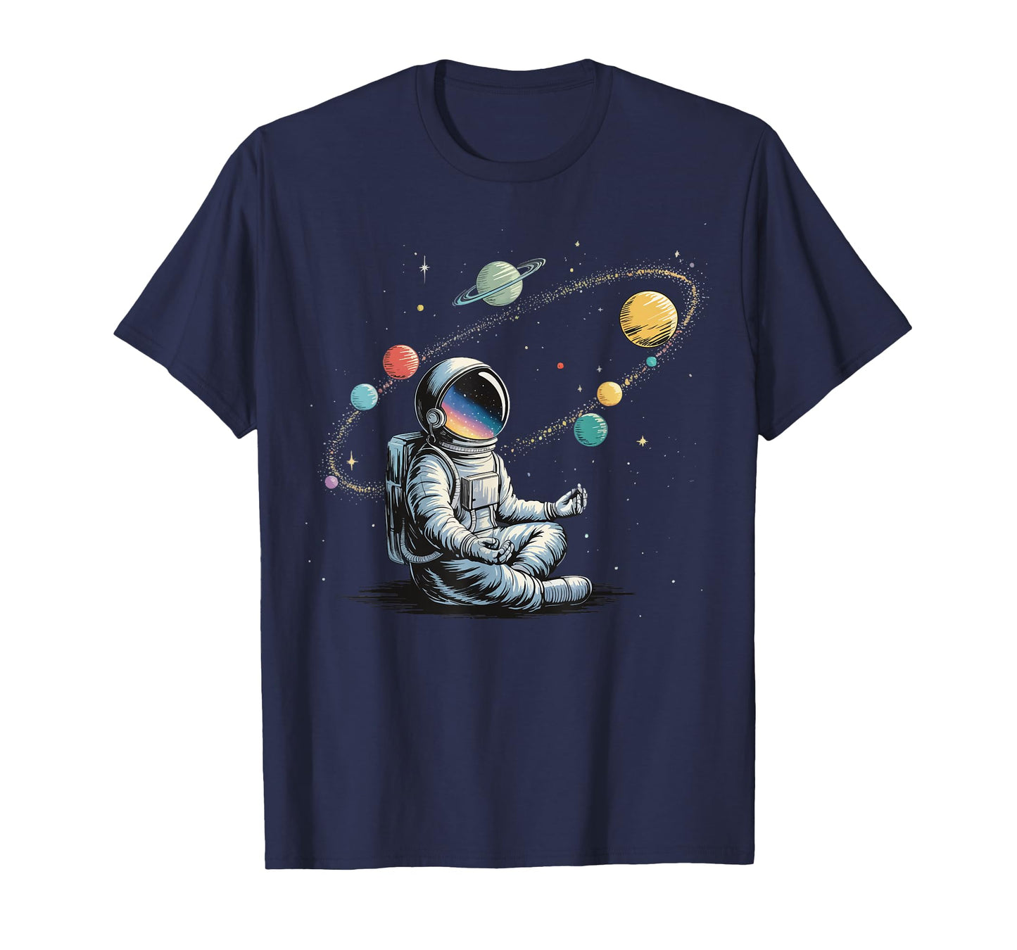 Astronaut Meditating Galaxy Yoga T-Shirt