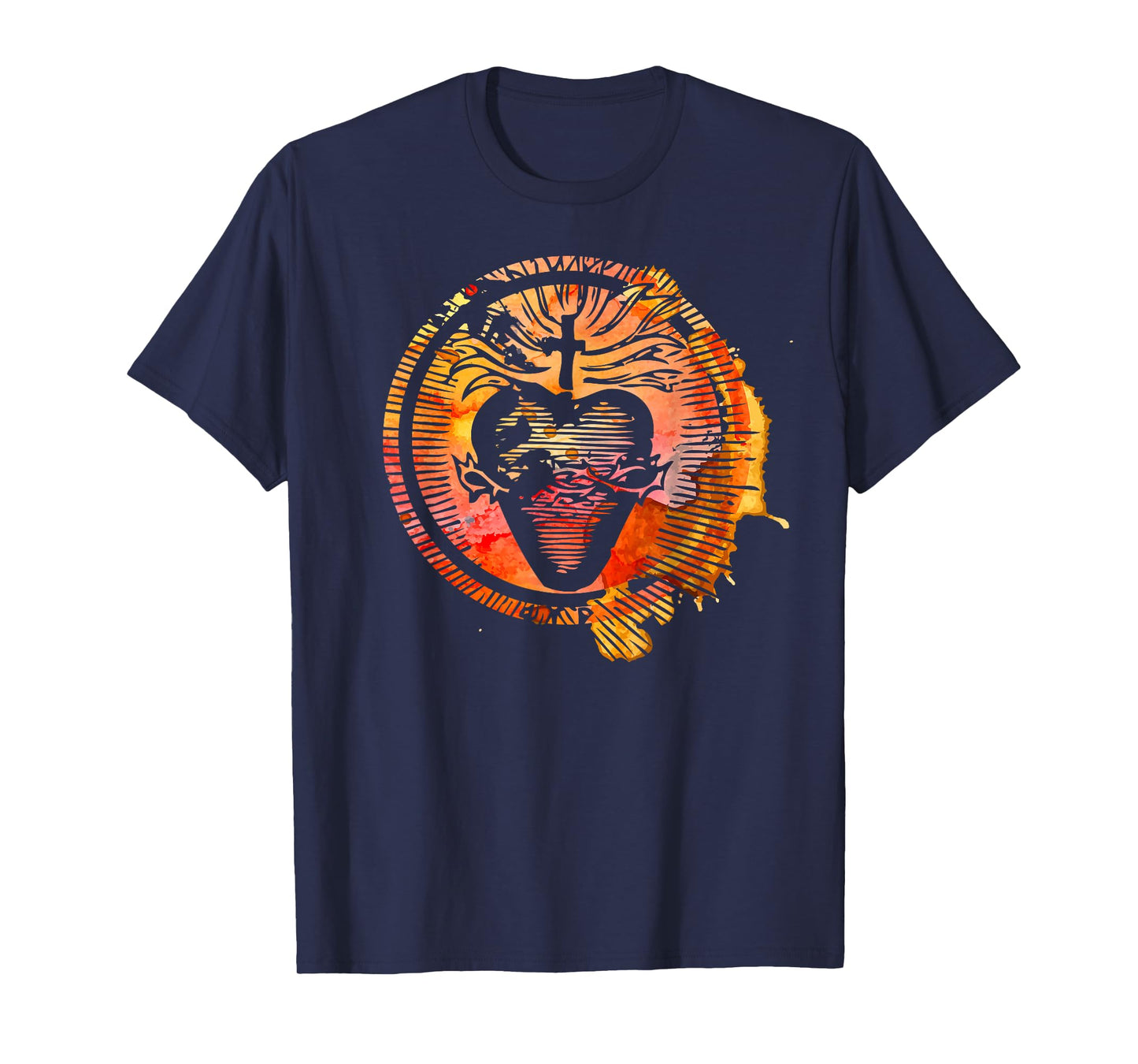 Sacred Heart of Jesus Watercolor Catholic T-Shirt