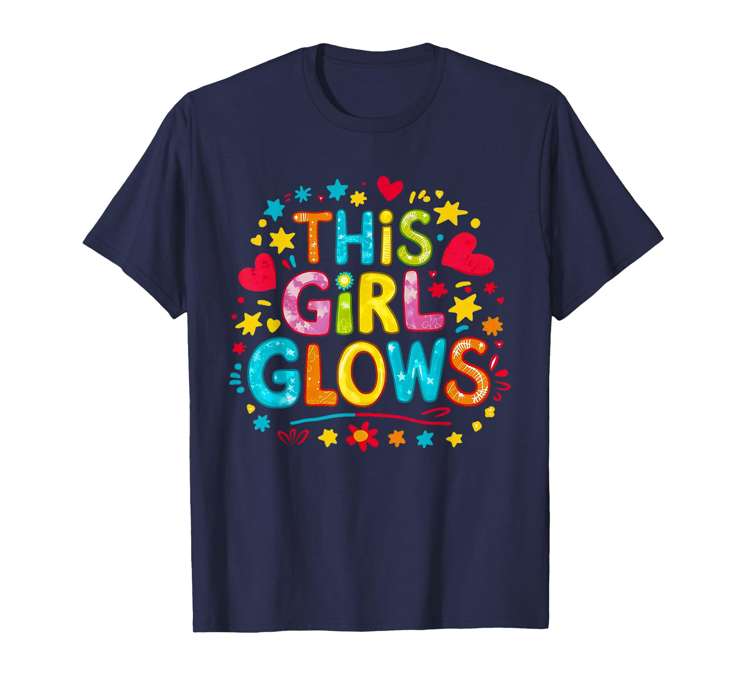 This Girl Glows for Women & Girls Tie Dye 80s Themed Disco T-Shirt