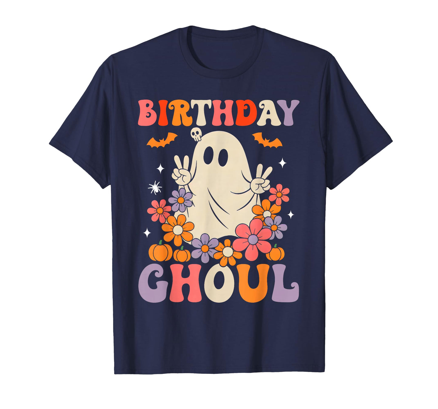 Birthday Ghoul Floral Ghost Halloween Women Girls Teens T-Shirt