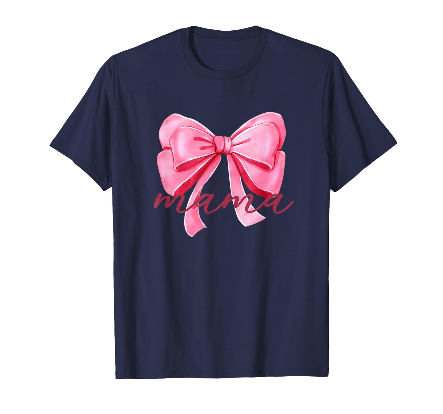 Mama Pink Bow Birthday Baby Shower Family Pink Ribbon T-Shirt
