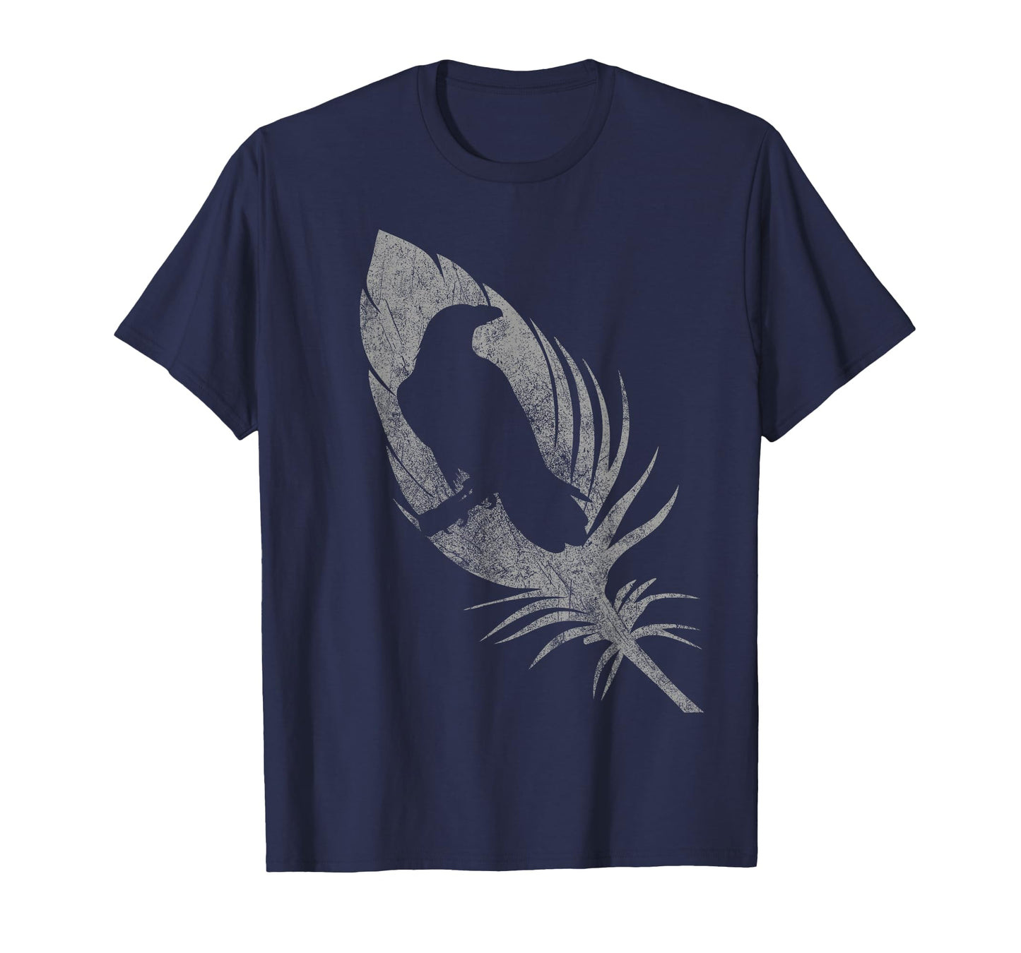 Raven silhouette beautiful crow feather distressed gothic T-Shirt