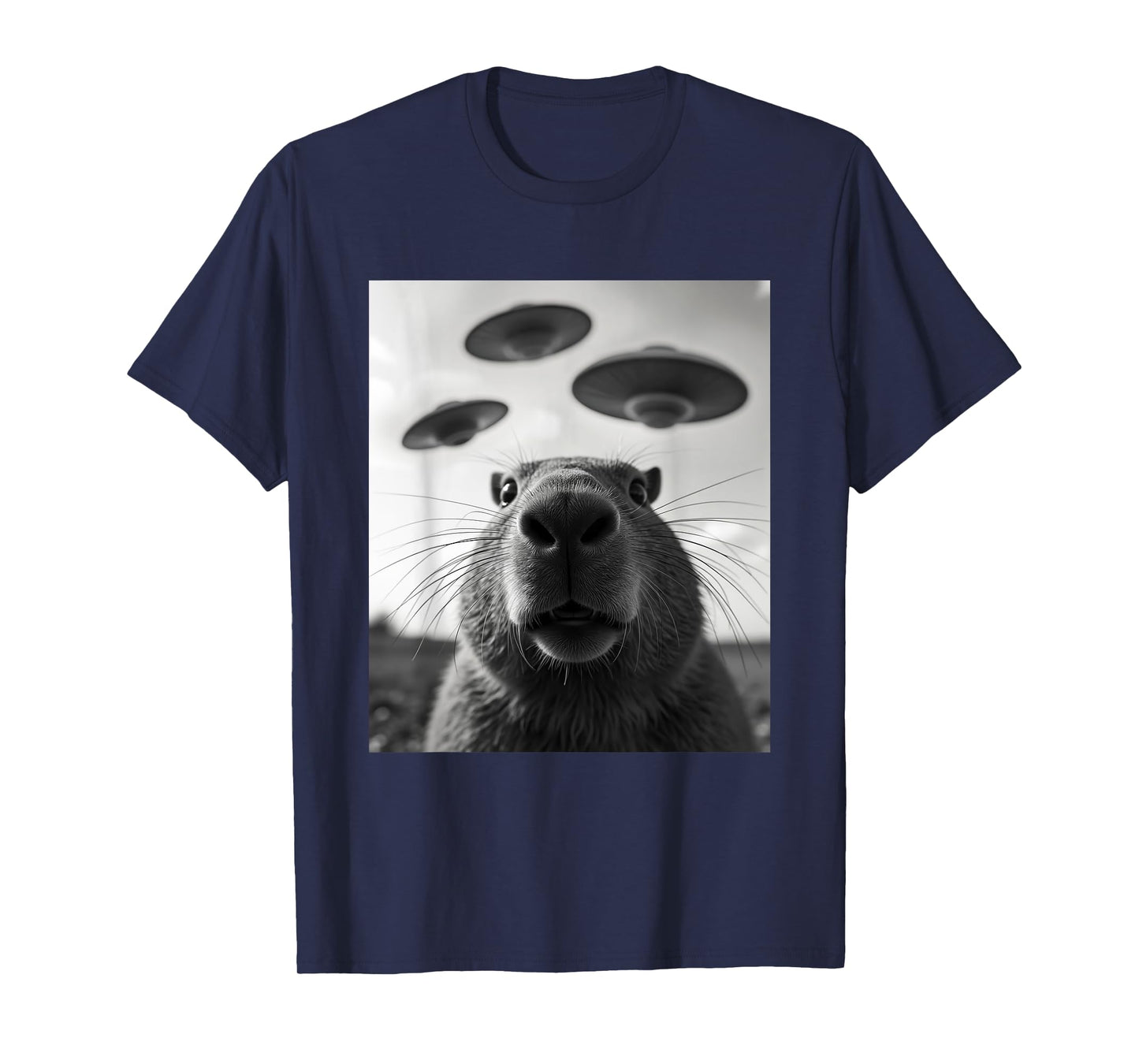 Funny Graphic Costume Weird Cute Capybara Selfie UFO T-Shirt