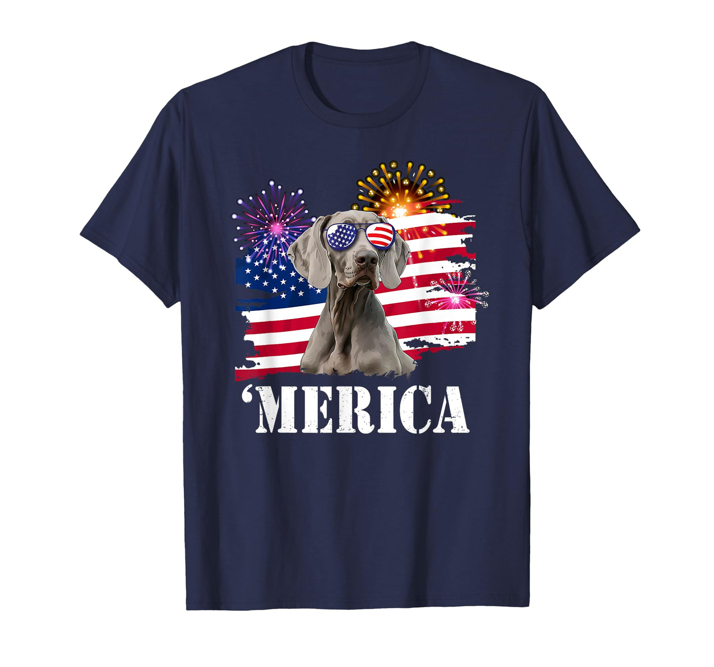 USA Flag 4th of July Merican Weimaraner Lover T-Shirt for Women Kids Men