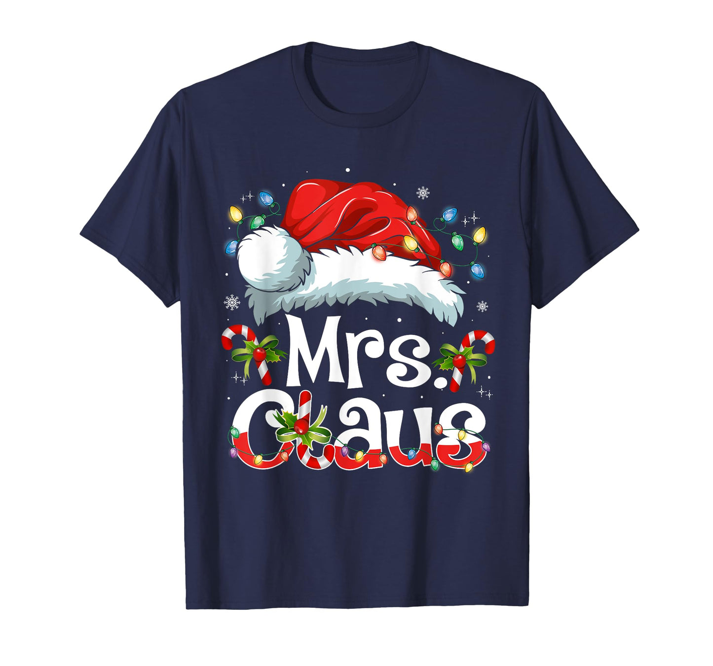 Mr and Mrs Claus Couples Matching Christmas Pajamas Santa T-Shirt