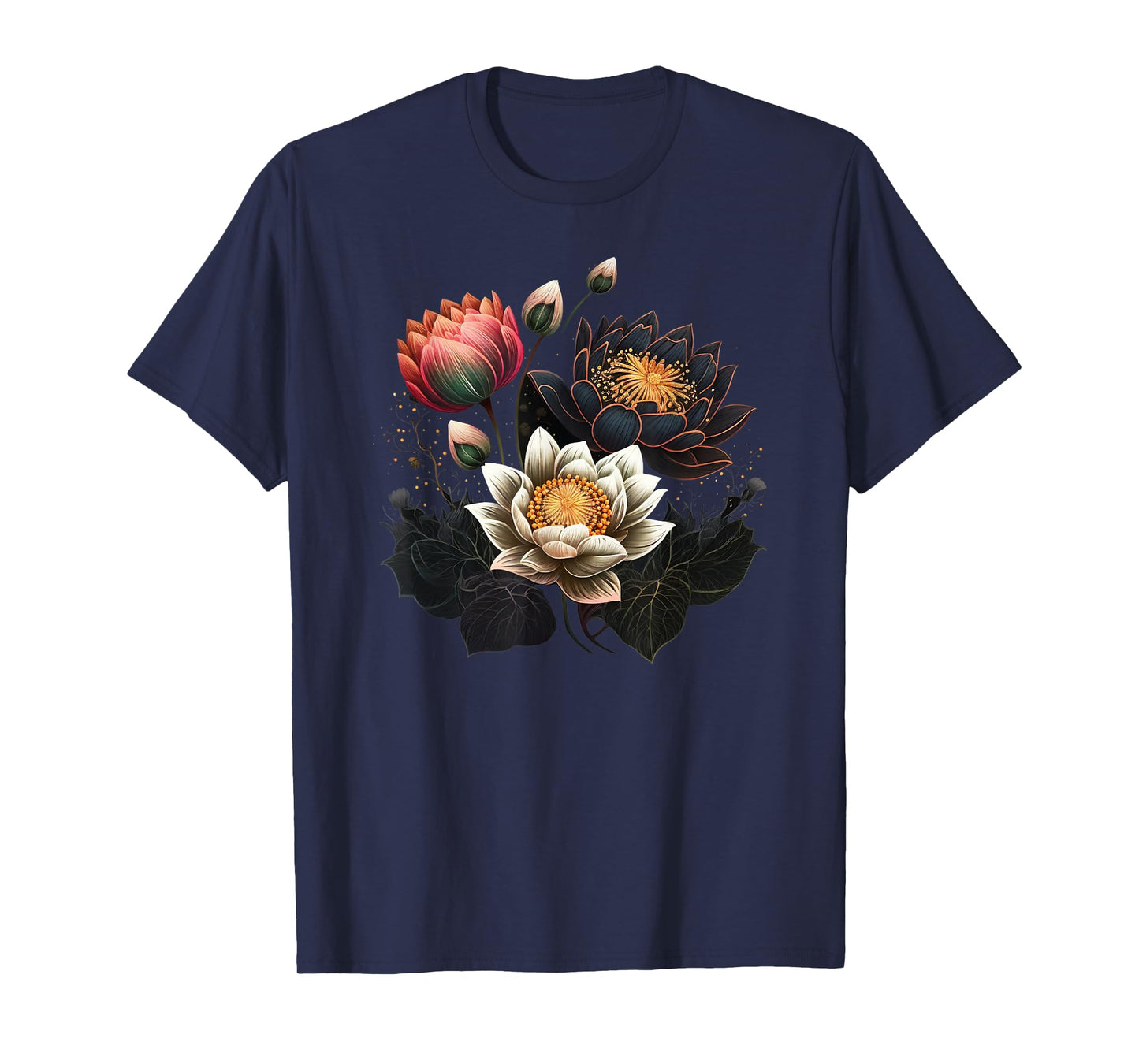 Lotus flowers Buddhism spiritual symbol yoga namaste blossom T-Shirt