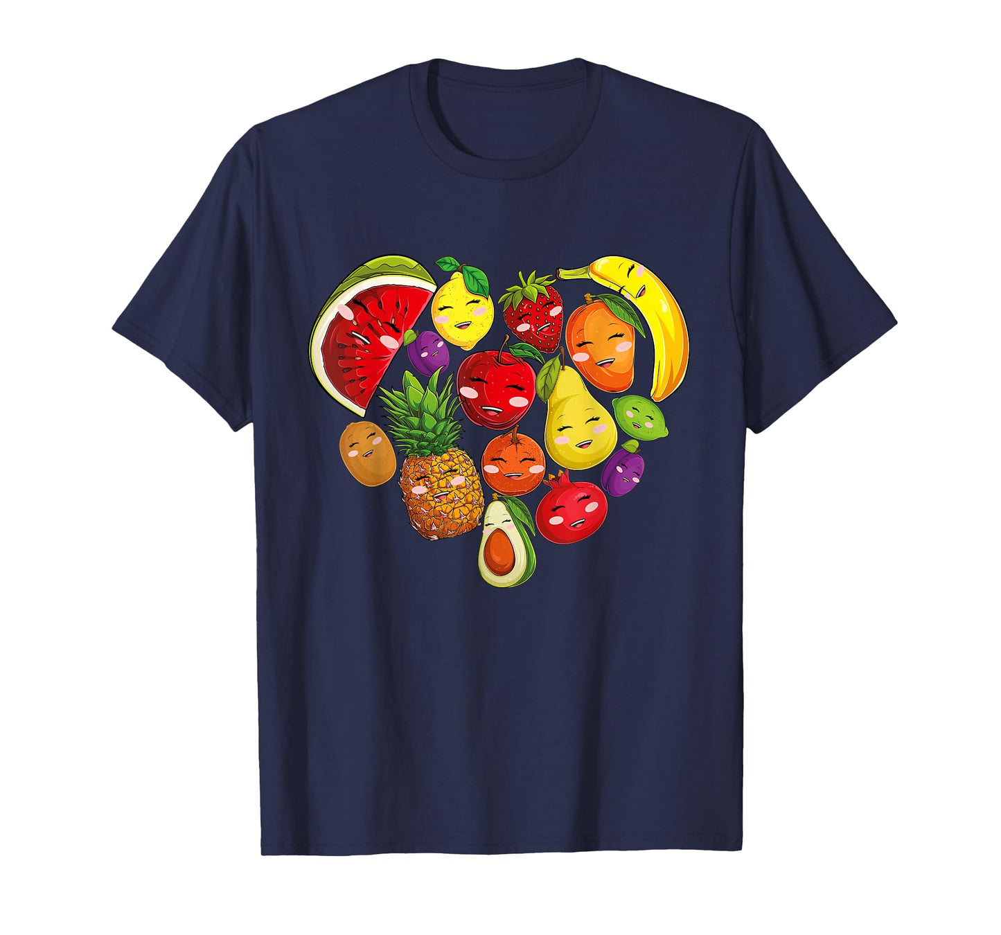 Funny Fruits Collage Cute heart Fruit and Vegetables T-Shirt