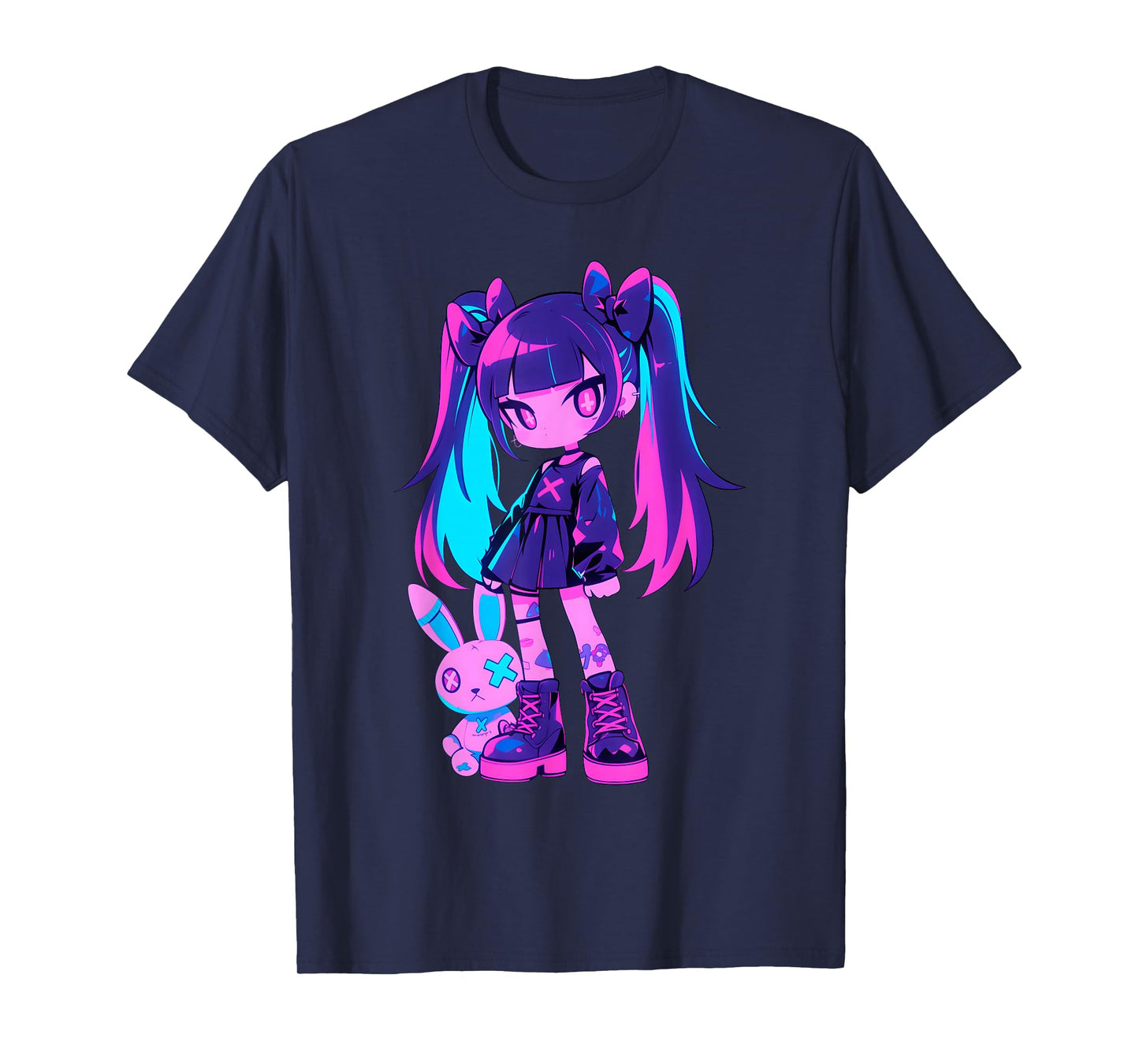 Cute E-Girl Anime Girl Grunge Goth Bunny Gothic Outfit T-Shirt
