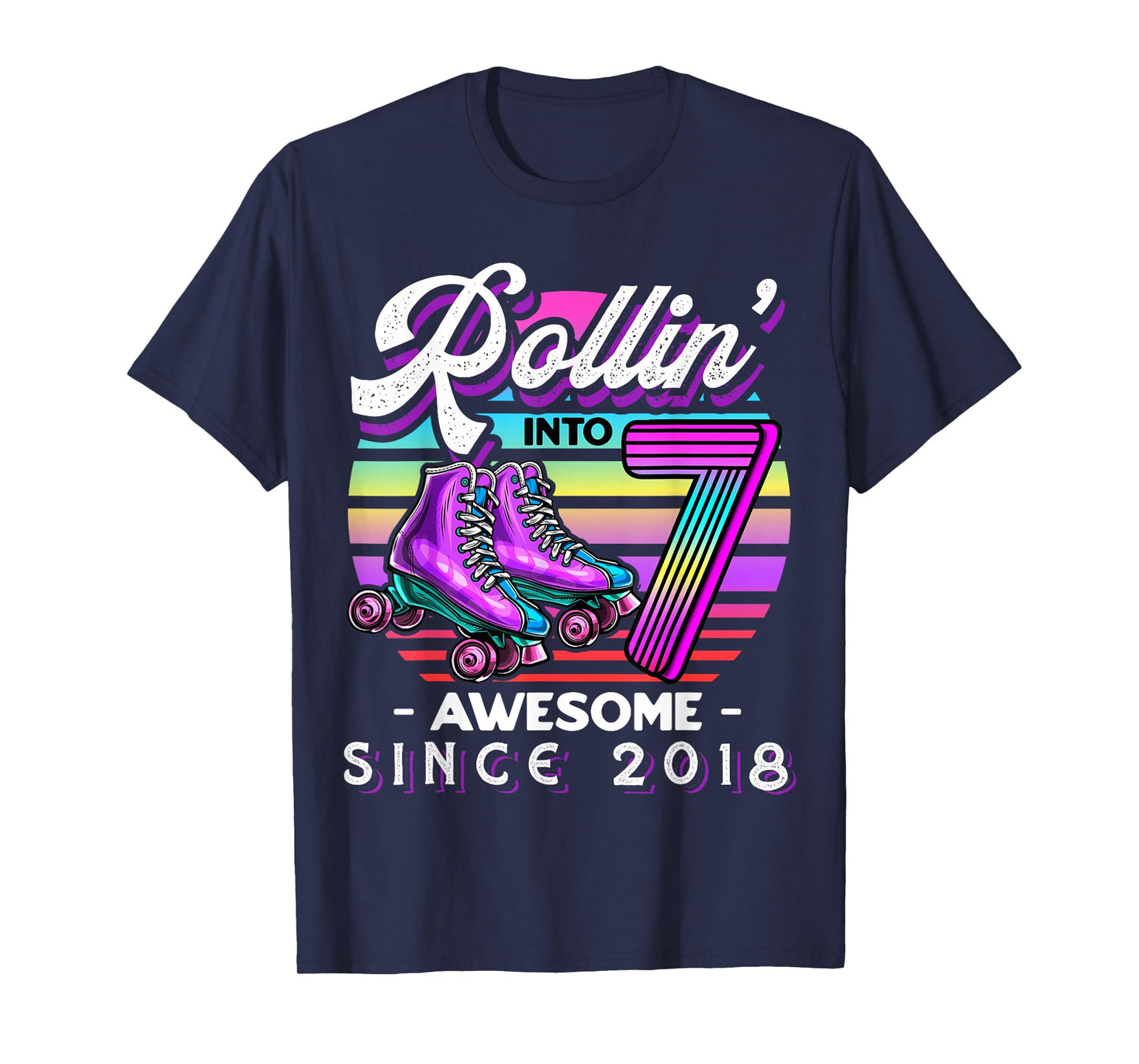Birthday Roller Skating 7th Girls Rollin into 7 Skate Party T-Shirt