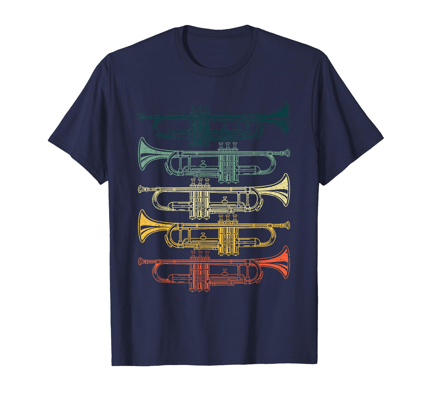 Trumpet Gift Trumpet Player Accessories & Stuff Unisex-Adults & Kids Black Cotton T-Shirt Small Retro Jazz Music T-Shirt
