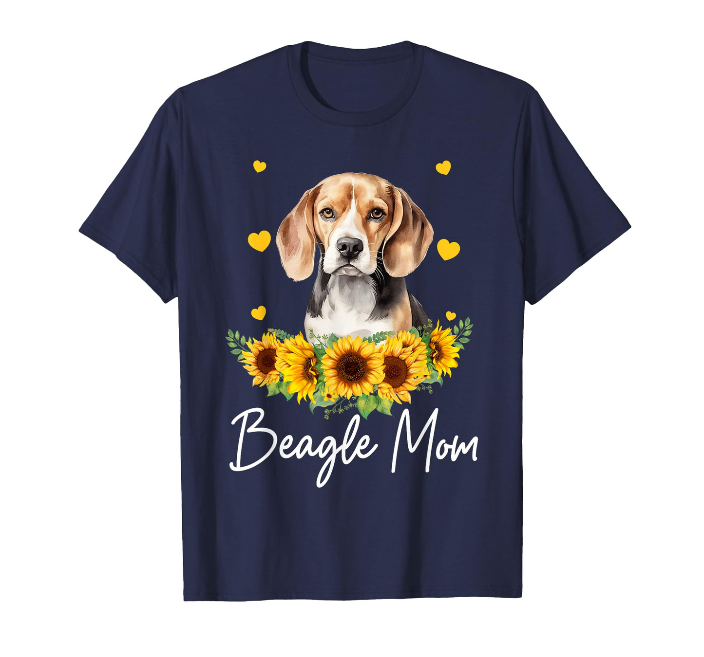 Womens Sunflower Beagle Mom Dog Lover T-Shirt