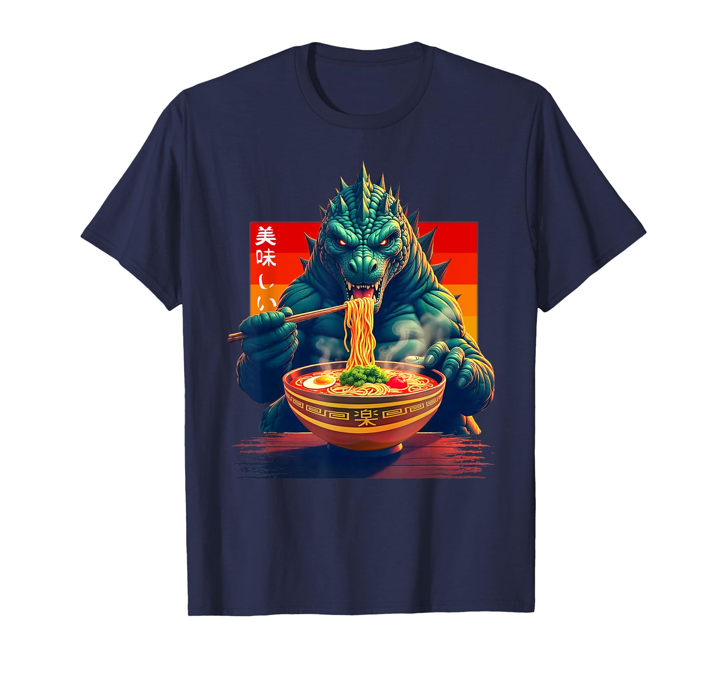 Funny Kaiju Eating Ramen Japanese Monster Lover Birthday T-Shirt