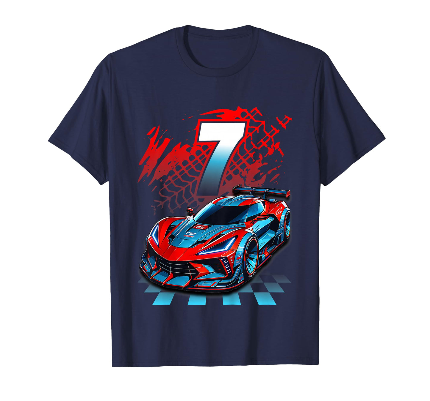 Kids 7 Year Old Race Car 7th Birthday Party Racing Racecar T-Shirt
