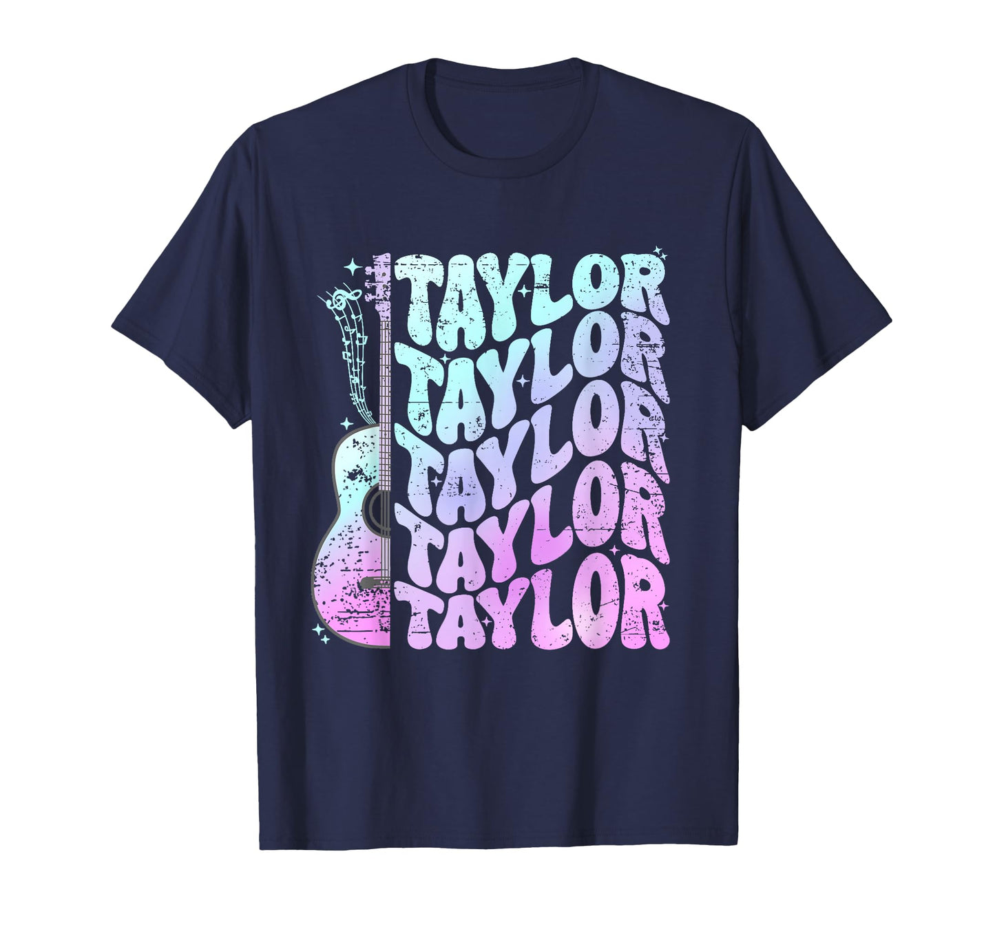 Girl Retro Taylor First Name Personalized Groovy 80's Pink T-Shirt
