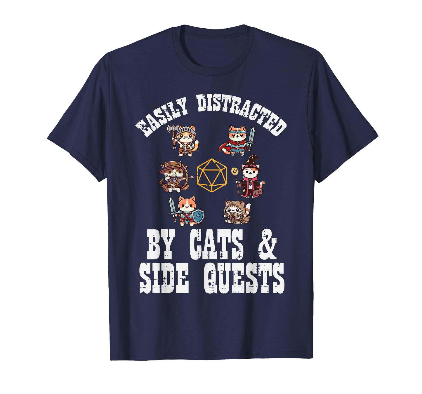 Gaming Easily Distracted By Cats Side Quests Boys Kids Men T-Shirt